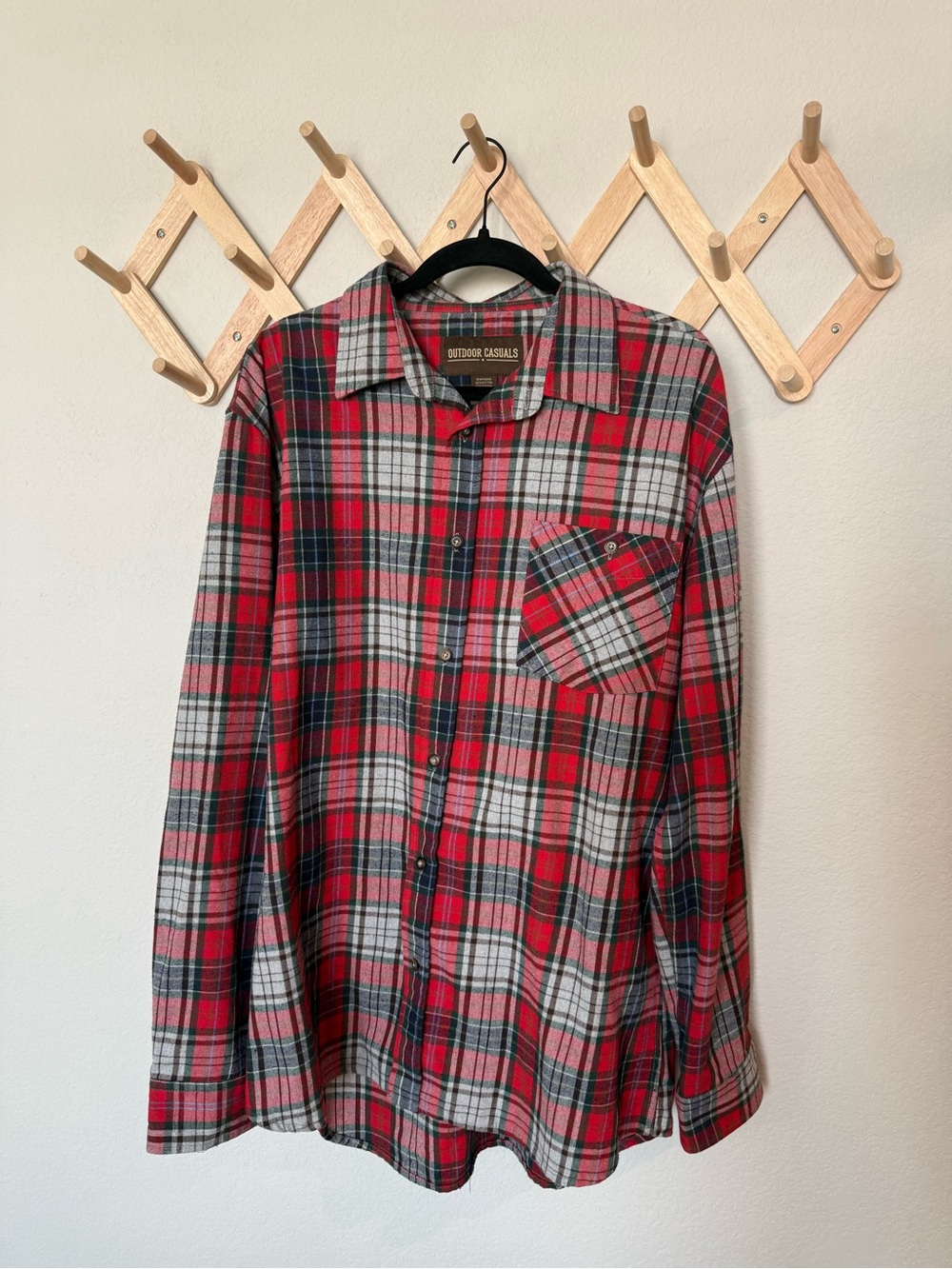 Red Plaid Button-Up Shirt